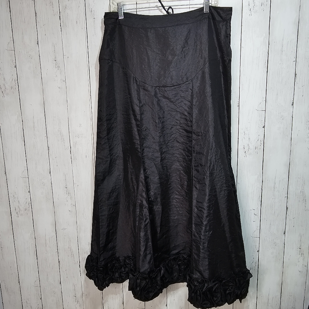 Cordelia Black Maxi Skirt Ruffle Steampunk Fairy Goth Corset Lace Up Renaissance